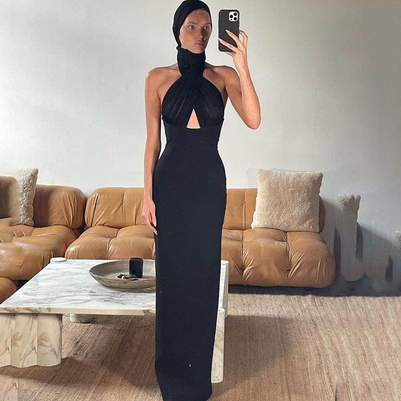 Lace-up Halter Sexy Backless Slim Fit Dress - Magellan Fashion Shop