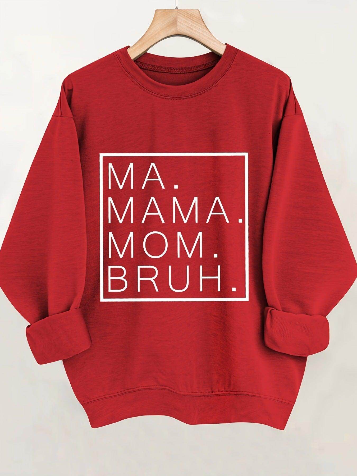 Letter Print Casual Long Sleeve Crew Neck Pullover Sweatshirt - Magellan Fashion Shop