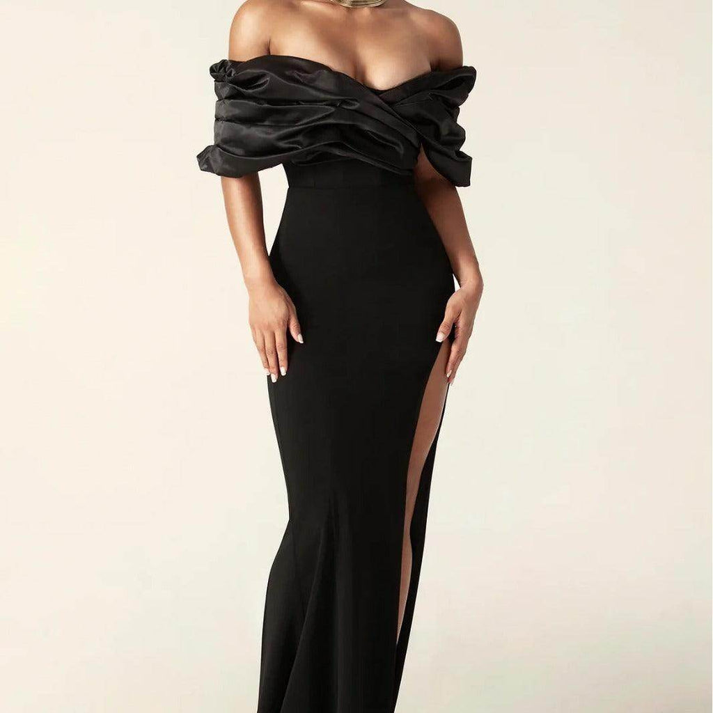 Women's Off-shoulder Split Ruffle Hip Dress - Magellan Fashion Shop