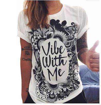 Punk Rock Sunflower Eyes Fashion Vintage Letter Print T-shirt - Magellan Fashion Shop