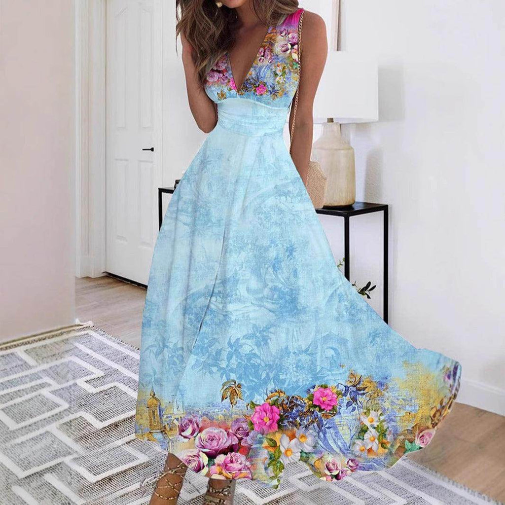 Women's Sleeveless Dress Exquisite Floral Print - Magellan Fashion Shop