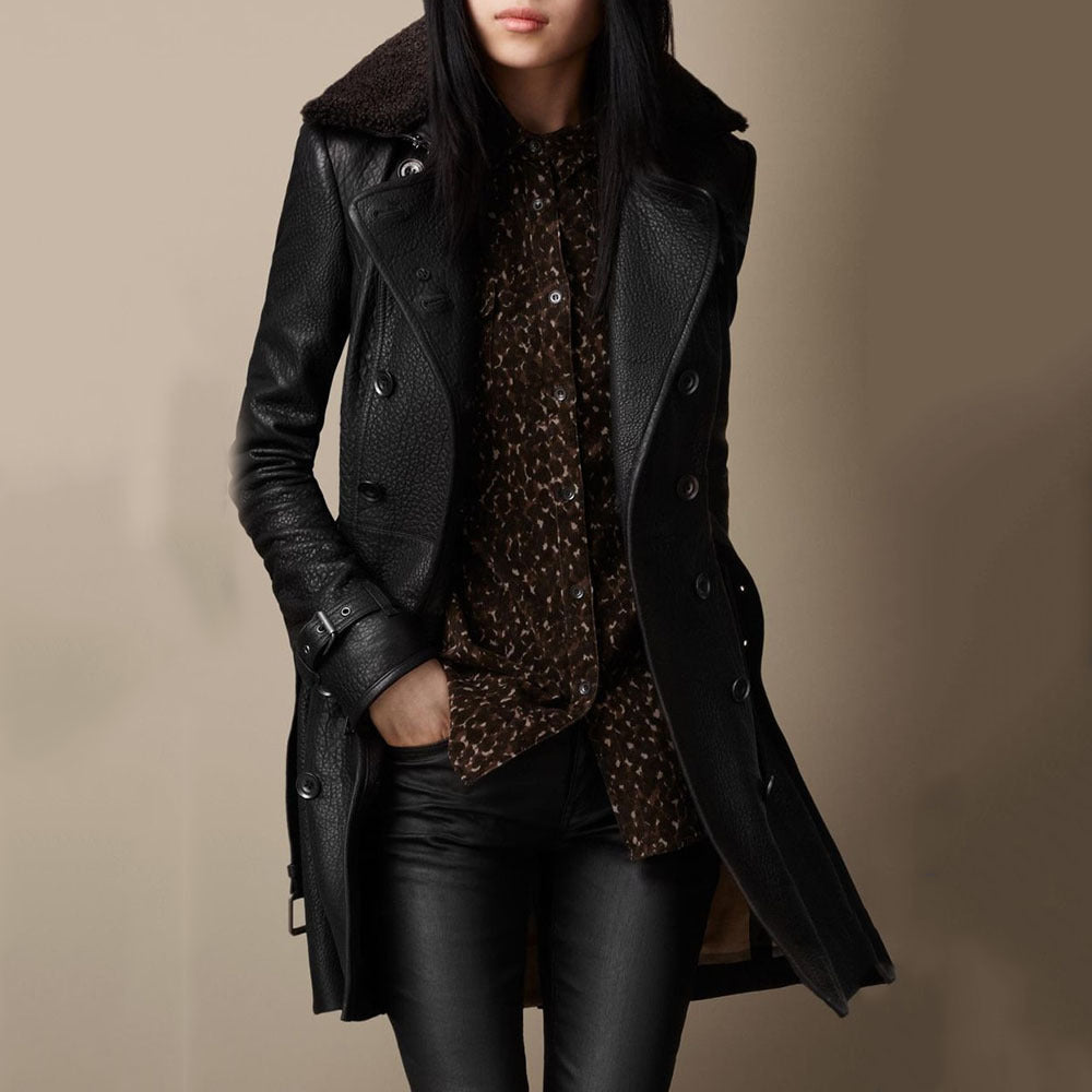 Slim Faux Leather Double Breasted Jacket