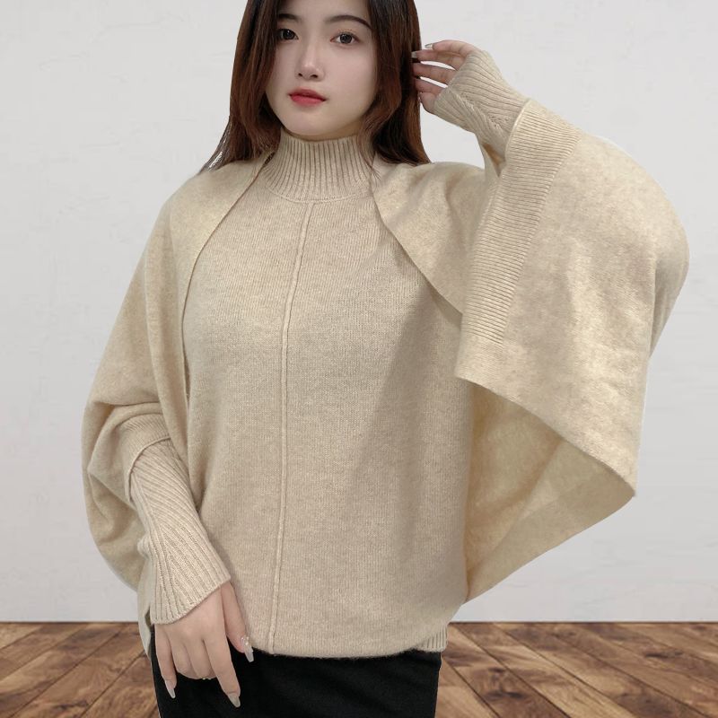 Women's Cashmere Shawl Knitting Cape Dual Purpose Scarf