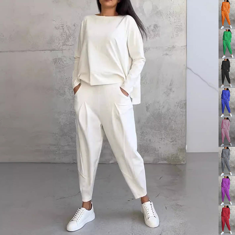 Women's Irregular Suit Long-sleeved Round Neck Top