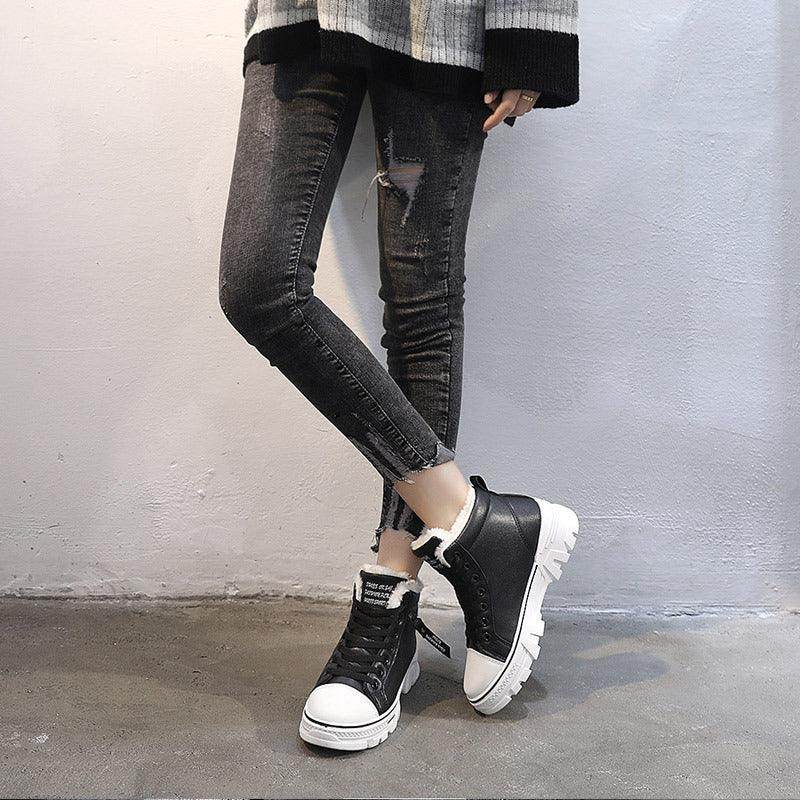 Warm High-top Leather Two Cotton Winter Shoes - Magellan Fashion Shop