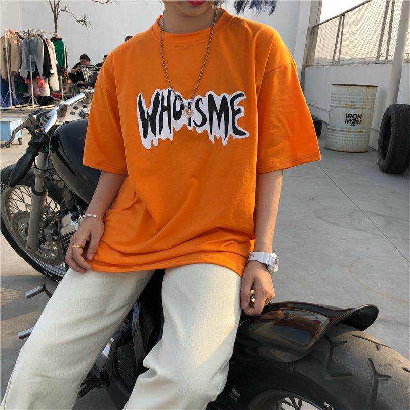 Men Letter and Figure Print Orange T-shirts Fashion Clothing - Magellan Fashion Shop