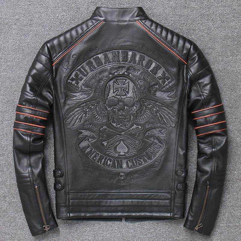 Harley genuine leather men's slim fit black motorcycle riding jacket