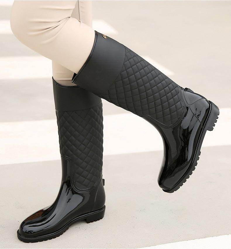 High Tube Diamond Lattice Warm Rubber Shoes - Magellan Fashion Shop