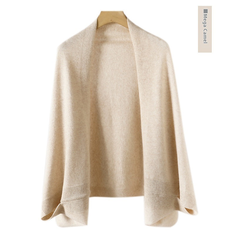 Women's Cashmere Shawl Knitting Cape Dual Purpose Scarf