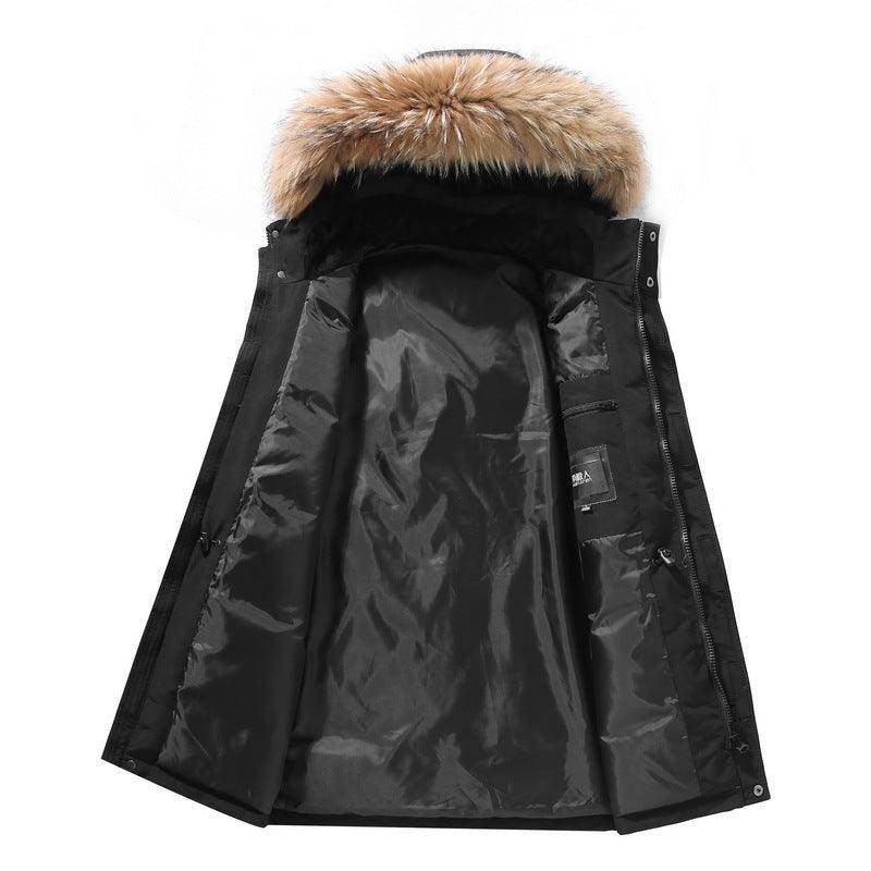 Down Jacket Mid-length Fur Collar Winter Men's Hooded Winter Clothing - Magellan Fashion Shop