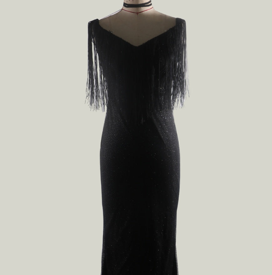 black sequins slim dress