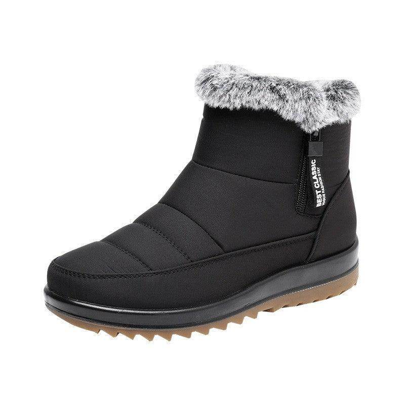 Winter Snow Boot With Side Zipper Fashion Warm Plush Ankle Boots Women's Fleece Short Shoes - Magellan Fashion Shop