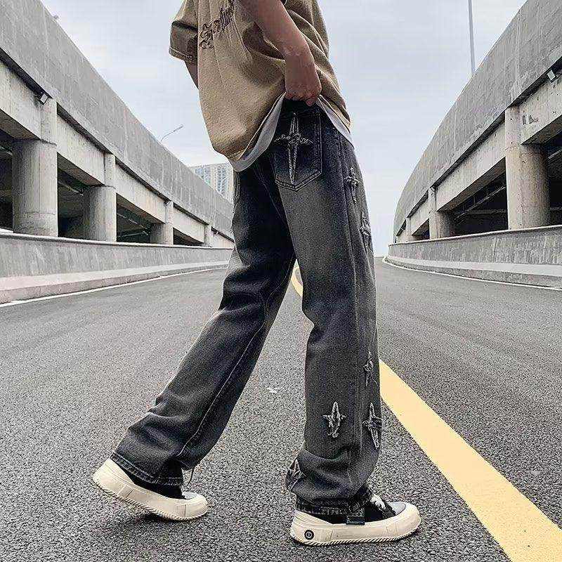 Zipper Loose Denim Trousers Men - Magellan Fashion Shop