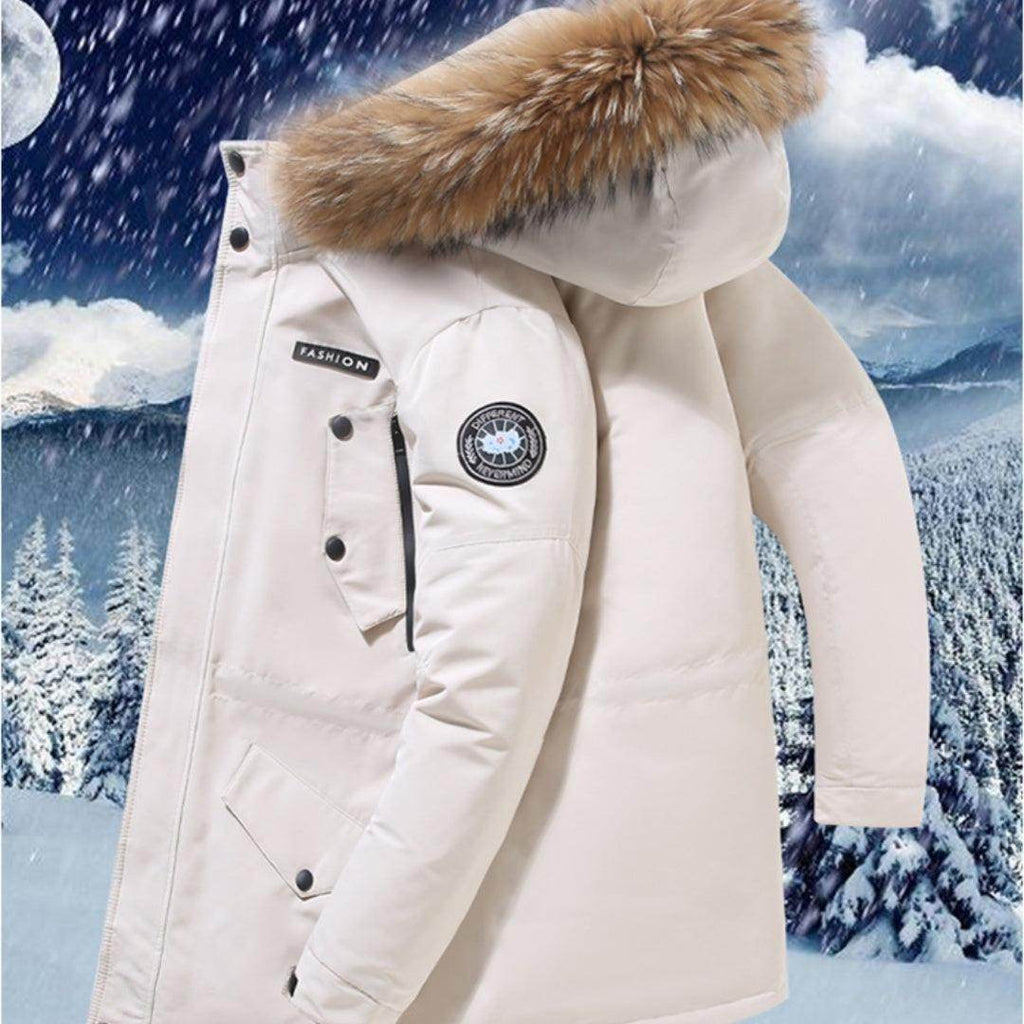 Down Jacket Mid-length Fur Collar Winter Men's Hooded Winter Clothing - Magellan Fashion Shop