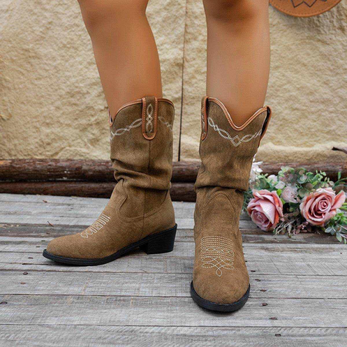 Vintage Embroidery Western Cowboy Boot Women - Magellan Fashion Shop