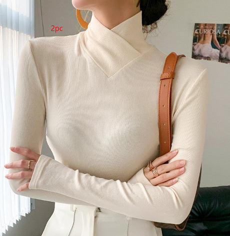 Cross Turtleneck Long Sleeve Slim Bottoming
