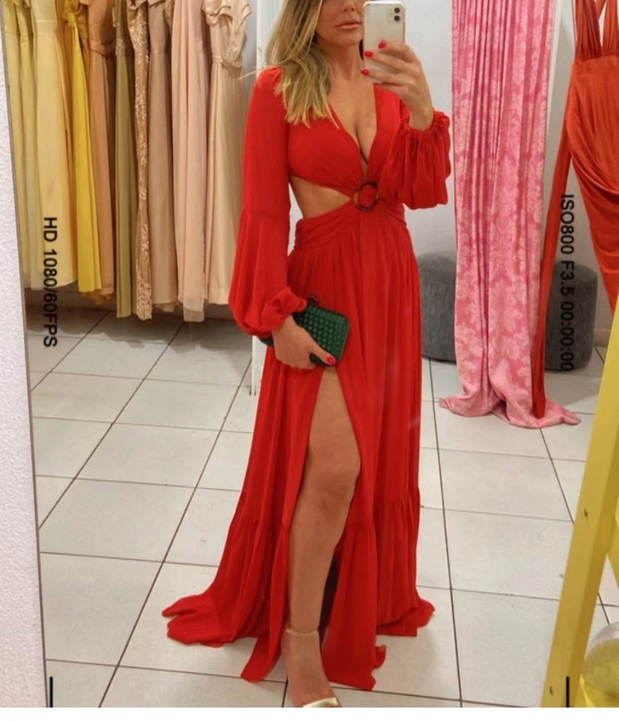 Knitted Long Sleeve Ladies Slit Dress - Magellan Fashion Shop