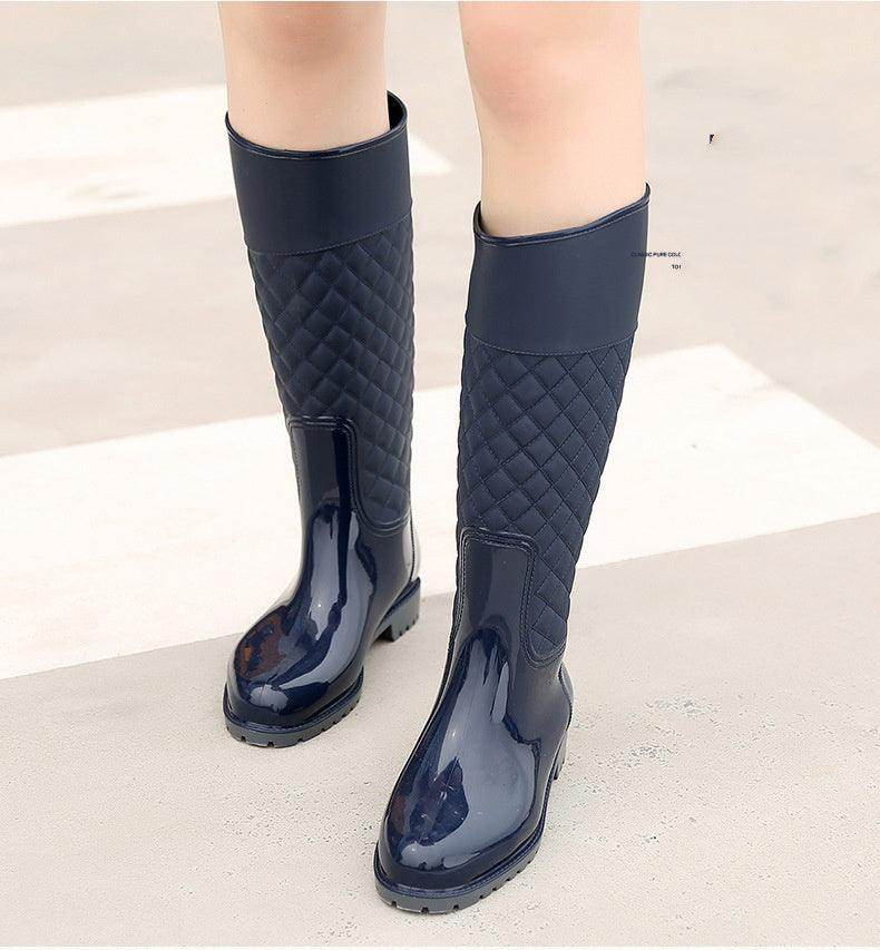 High Tube Diamond Lattice Warm Rubber Shoes - Magellan Fashion Shop
