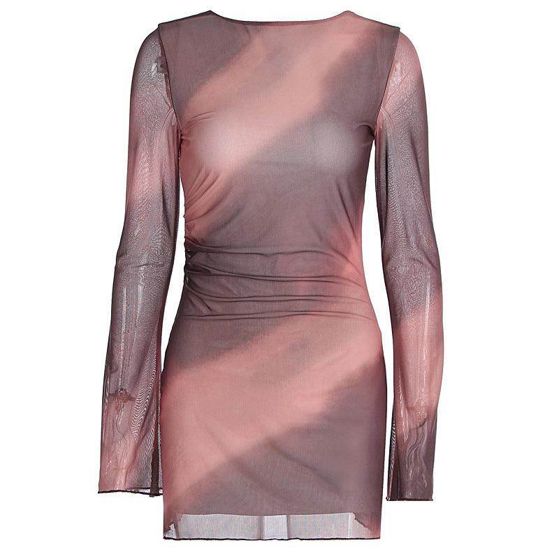 Women's Fashion Double Layer Printed Waist-controlled Dress - Magellan Fashion Shop