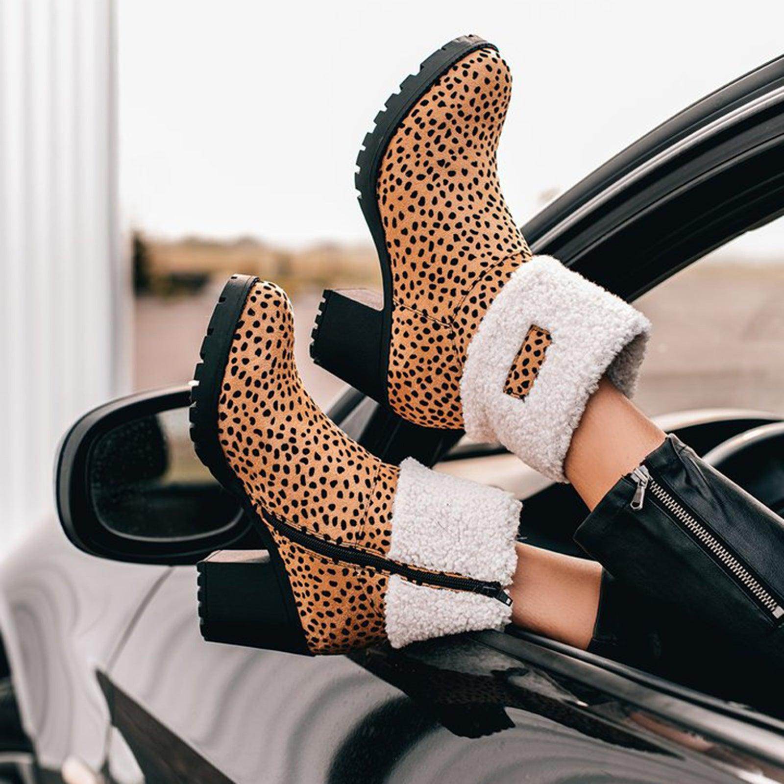 Women's Short Boots With Warm Woolen Mouth - Magellan Fashion Shop