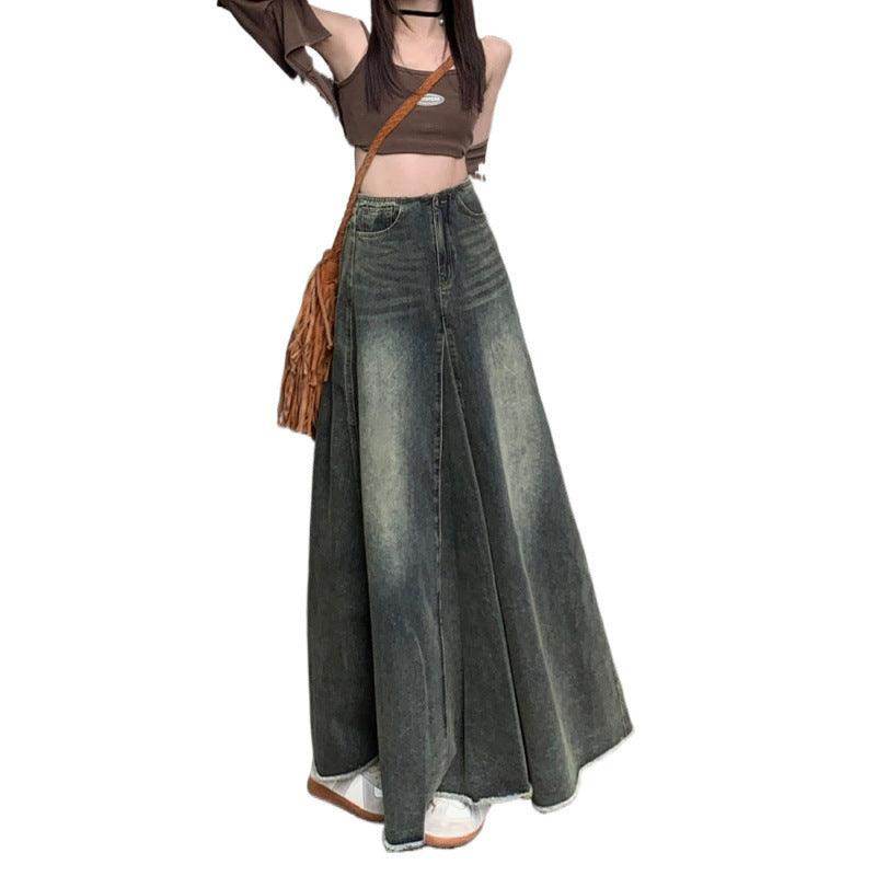 High Waist Slimming Mid Length A Line Sheath Fishtail Large Swing Skirt - Magellan Fashion Shop