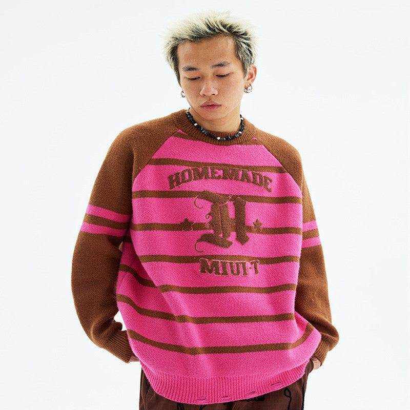 American Plush Striped Tattered Sweaters Cut Men And Women - Magellan Fashion Shop
