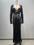 Women's Fashionable Sequins Long Sheath Dress - Magellan Fashion Shop