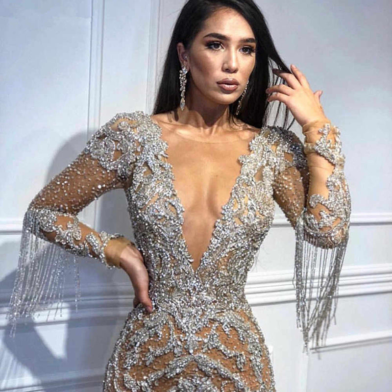 Women's Long-sleeved Gold Dress