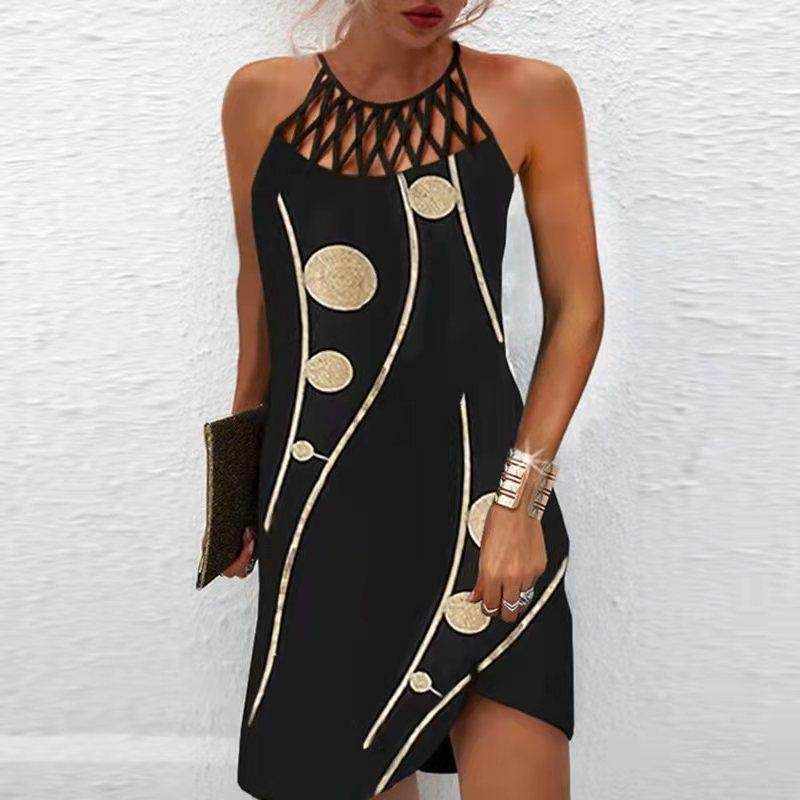 Fashion Print Dress Casual Halterneck Dresses For Women Summer Clothes - Magellan Fashion Shop