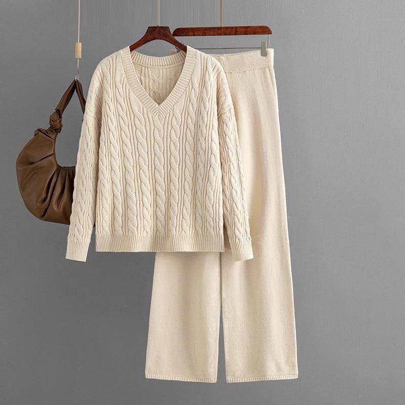 Fashionable Wide Leg Pants Sweater Women's Suit - Magellan Fashion Shop