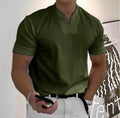 Men's summer short sleeve fitness shirt with elastic cotton and pocket, available in plus sizes