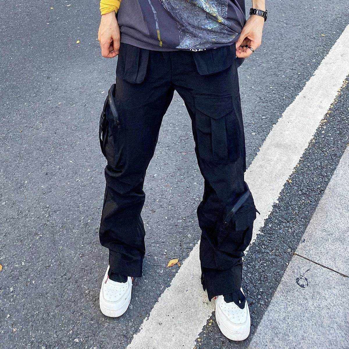 Overalls Trousers Zipper Flared Casual Trousers Ins Pants Men - Magellan Fashion Shop