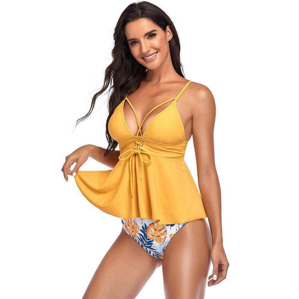 High Waist Ladies Swimsuit Lotus Leaf Plus Size Beachwear - Magellan Fashion Shop