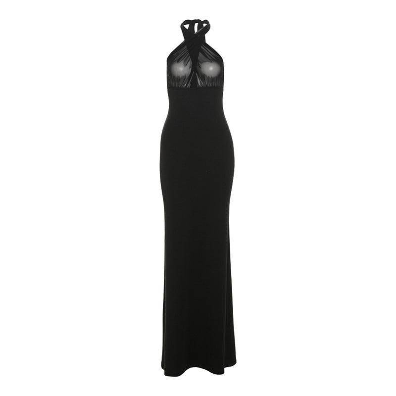Lace-up Halter Sexy Backless Slim Fit Dress - Magellan Fashion Shop