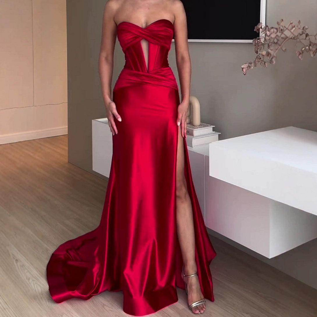 Elegant Chest-wrapped Off-neck Long Banquet - Magellan Fashion Shop