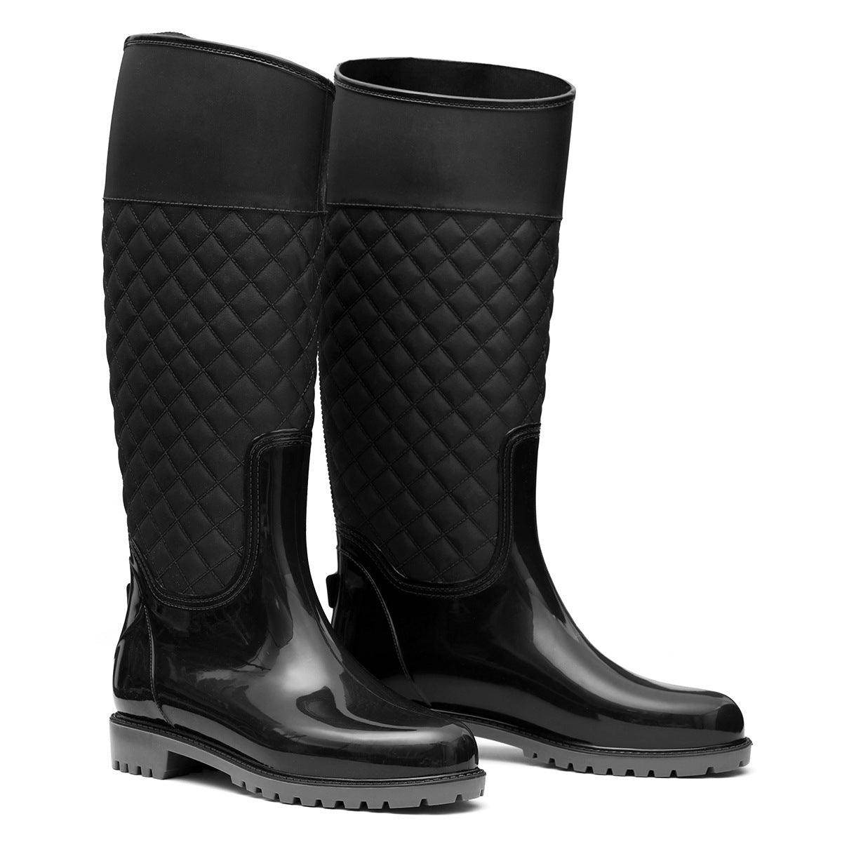 High Tube Diamond Lattice Warm Rubber Shoes - Magellan Fashion Shop