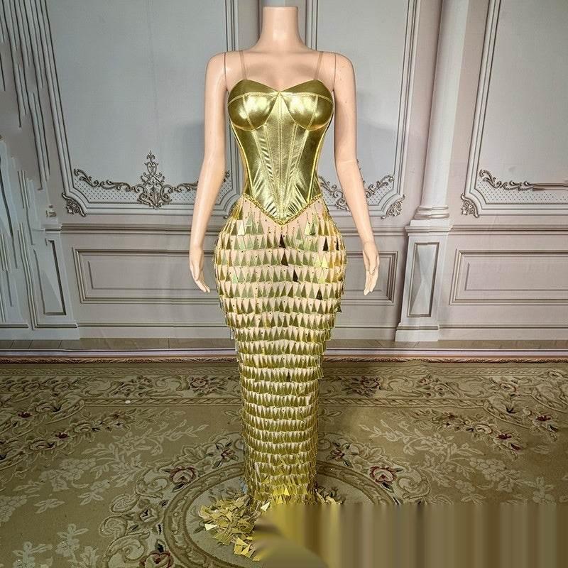 Golden Waist Slimming Formal Dress - Magellan Fashion Shop