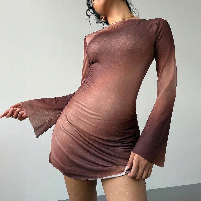 Women's Fashion Double Layer Printed Waist-controlled Dress - Magellan Fashion Shop
