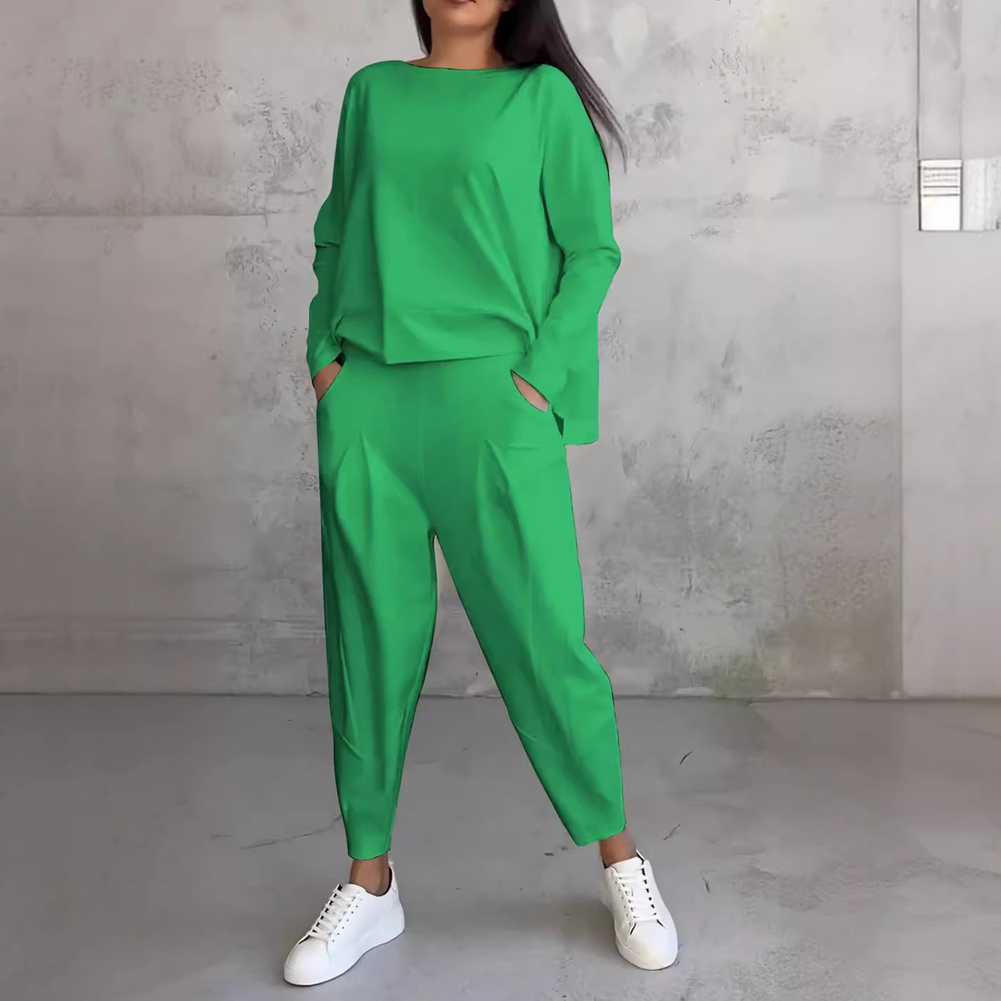 Women's Irregular Suit Long-sleeved Round Neck Top