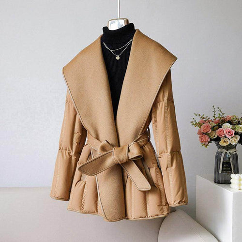 Cashmere Waist-tight Wool Down Jacket - Magellan Fashion Shop