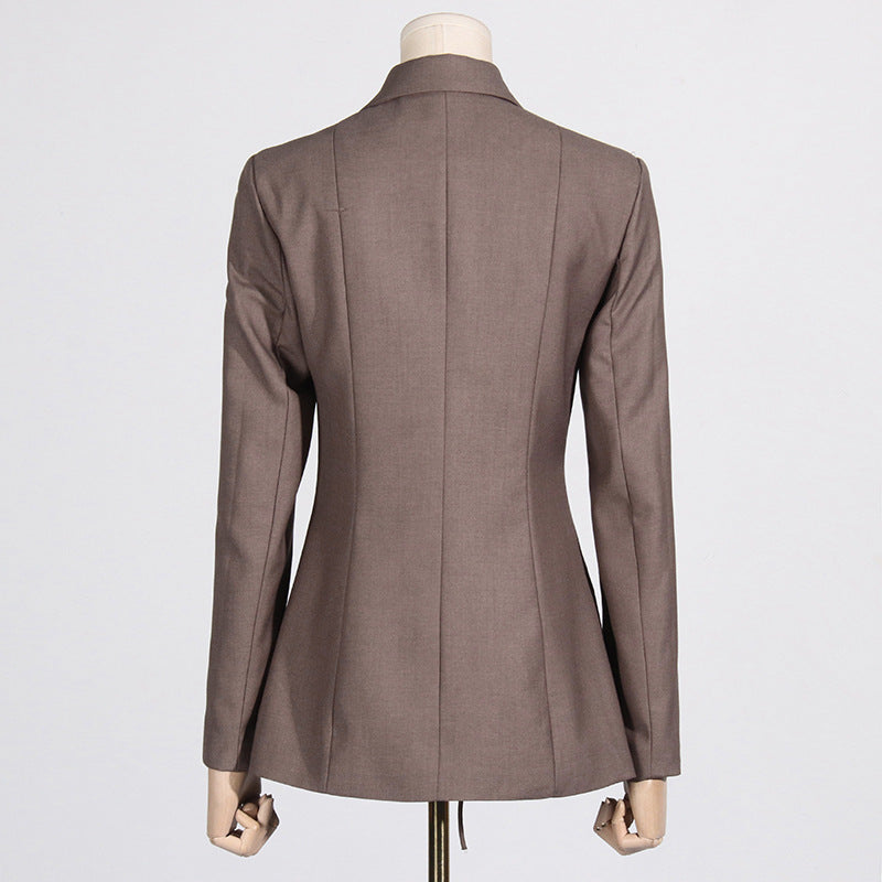 Fashionable V-shaped Hollow-out Cinched Irregular Blazer