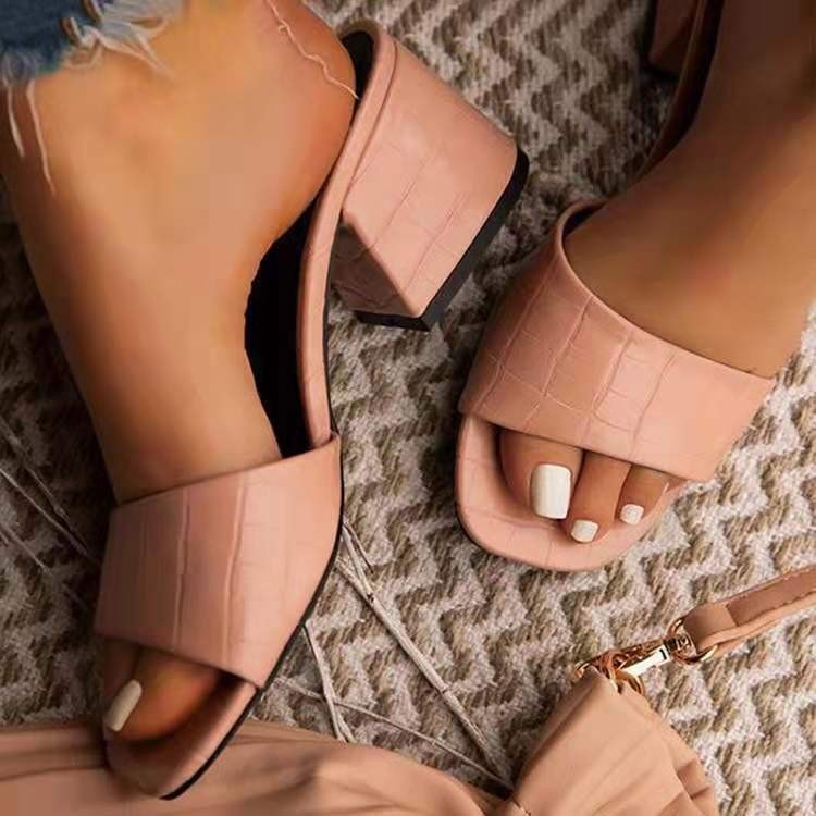 Women's Solid Color High-heeled Slippers - Magellan Fashion Shop