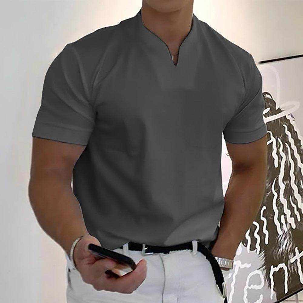 Men's summer short sleeve shirt with pockets in various colors and plus sizes