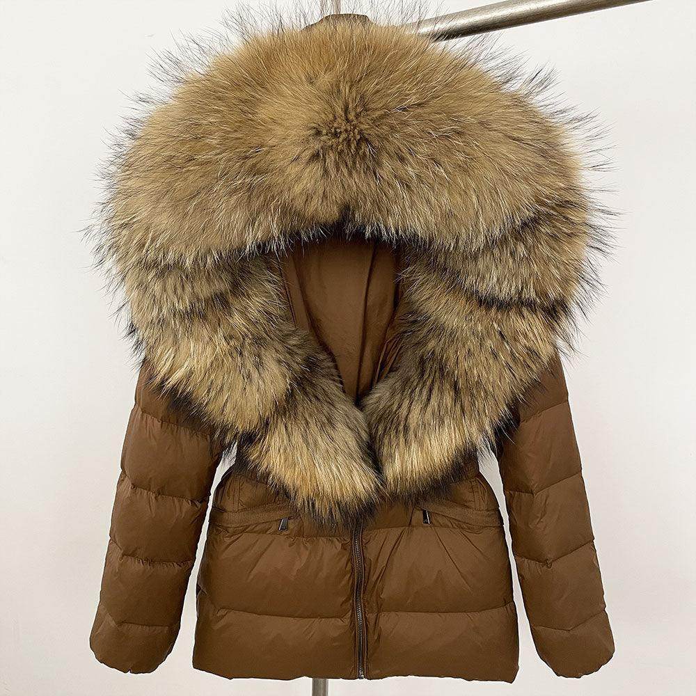 Short Women's Thickened Slim Fit Waist-tight Fur Down Jacket - Magellan Fashion Shop