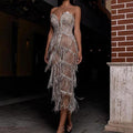 Women's Sequin Sling Fringed Hip Skirt