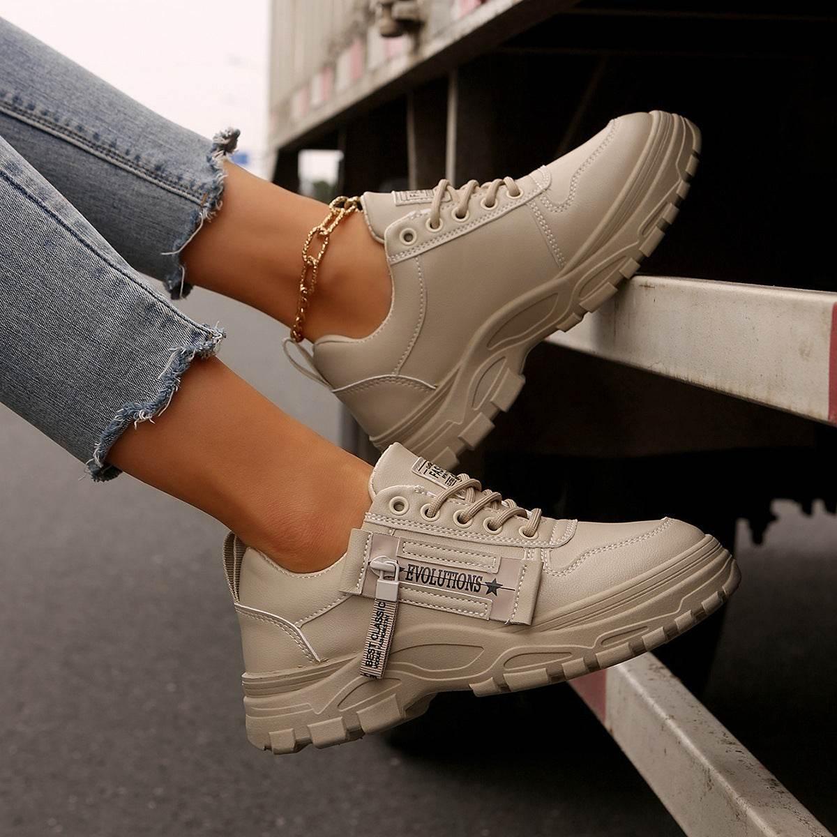 Lace-up Sports Shoes With Side-Zipper - Magellan Fashion Shop