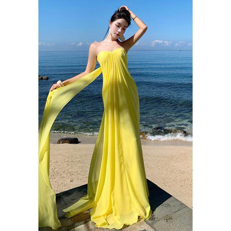 Elegant Chiffon Tube Top Dress - Magellan Fashion Shop