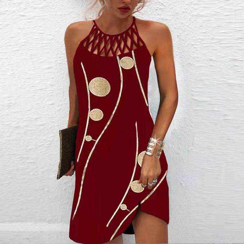 Fashion Print Dress Casual Halterneck Dresses For Women Summer Clothes - Magellan Fashion Shop