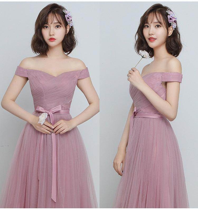 Bridesmaid Dress Long Cameo Brown Mesh Comfortable Thin Satin Bridesmaid Host Dinner Dress - Magellan Fashion Shop