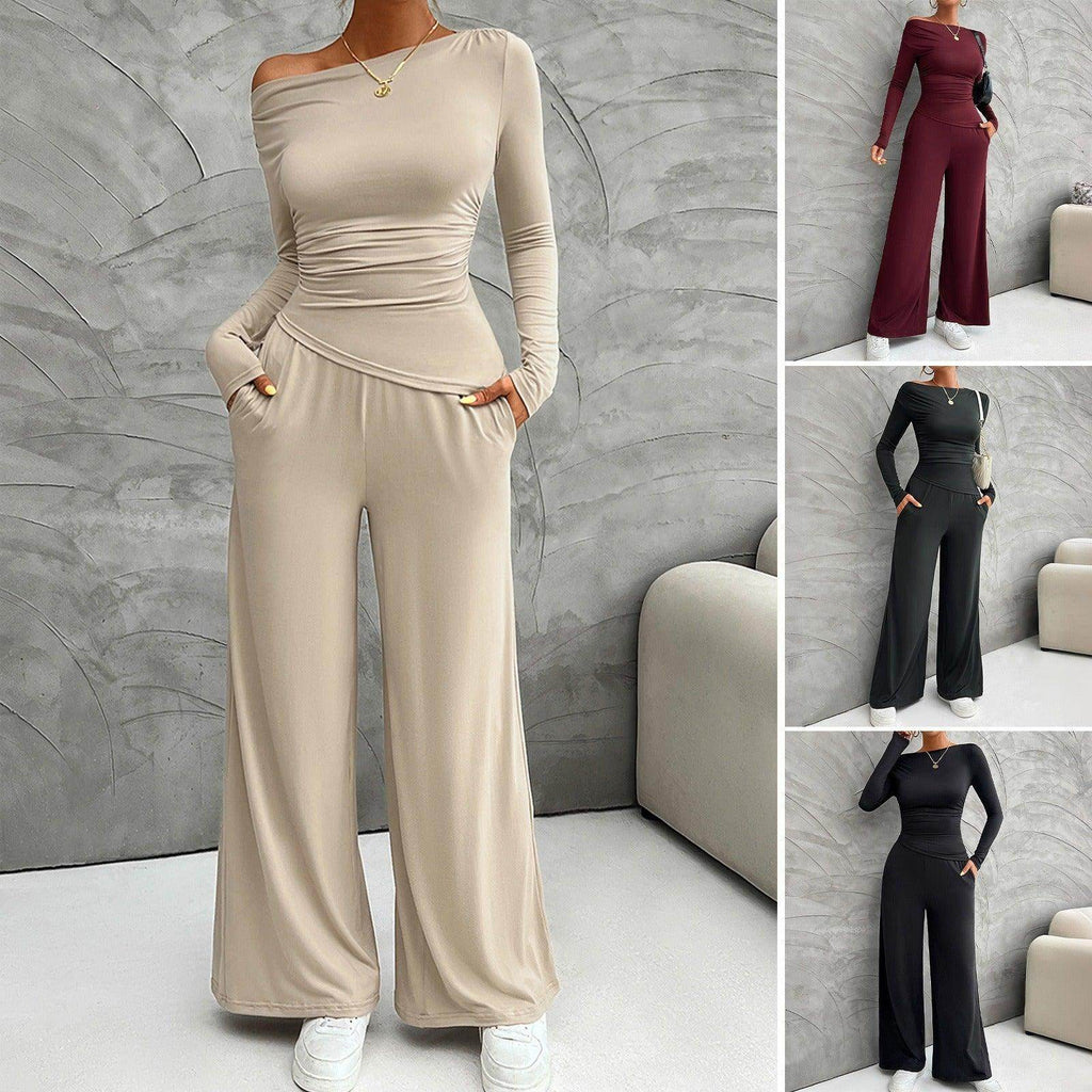 Women's Clothing Fashionable Fitted Long Sleeve Top Suit - Magellan Fashion Shop